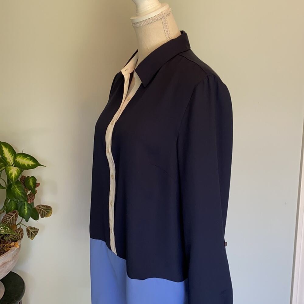 Stunning Talbots Color Block Blouse Size Medium - image 2